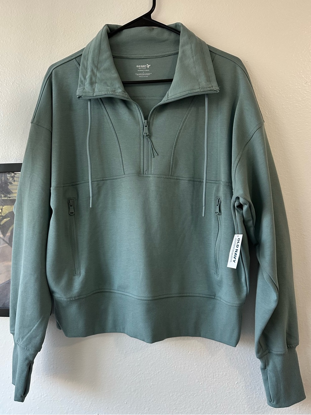 Old Navy Men's Sage Green Half-Zip Sweater Pullover